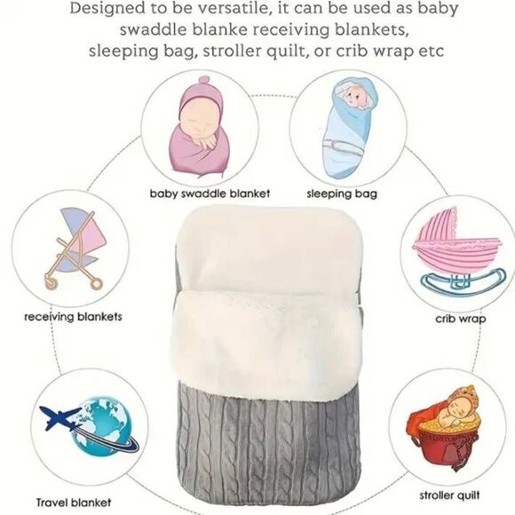 Baby Fleece Knit Gray Sleeping Bag -O - Picture 3 of 4